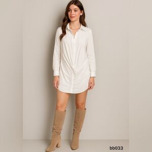 Gianni Bini Classic White Collared Shirt Dress- Size S (NWOT)